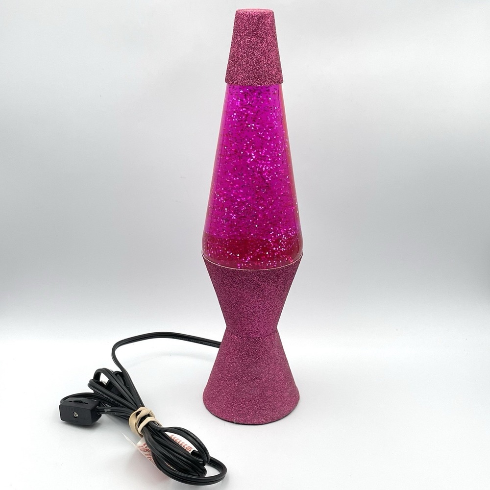 2016‎ Pink Glitter Base Lava Lamp 14" Hot Pink Liquid Works Tested Rare
